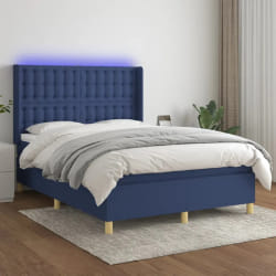 vidaXL Sommier à lattes avec matelas et LED 140x200 cm - Bleu