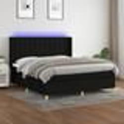 vidaXL Sommier à lattes de lit matelas et LED Noir 160x200 cm Tissu - 160 x 200 cm