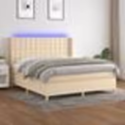 vidaXL Sommier à lattes de lit matelas et LED Crème 160x200 cm Tissu - 160 x 200 cm