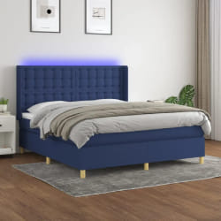 vidaXL Sommier à lattes avec matelas LED - Bleu 160x200 cm