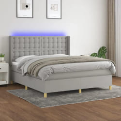 VIDAXL Sommier à lattes avec LED Gris clair 180x200 cm
