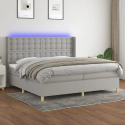 vidaXL Sommier tapissier - 200x200 cm - LED Gris clair