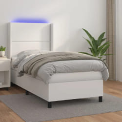vidaXL Sommier à lattes, matelas, LED 100x200 cm - Blanc