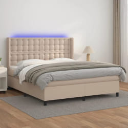 vidaXL Sommier à lattes de lit matelas LED Cappuccino 160x200 cm - 160 x 200 cm