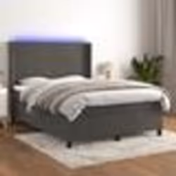 vidaXL Sommier à lattes de lit matelas et LED Gris foncé 140x190 cm - 140 x 190 cm