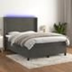 vidaXL Sommier à lattes de lit matelas et LED Gris foncé 140x190 cm - 140 x 190 cm