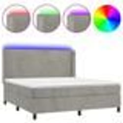 vidaXL Sommier à lattes de lit matelas et LED Gris clair 160x200 cm - 160 x 200 cm