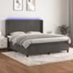 vidaXL Sommier à lattes de lit matelas et LED Gris foncé 160x200 cm - 160 x 200 cm