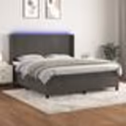 vidaXL Sommier à lattes de lit matelas et LED Gris foncé 180x200 cm - 180 x 200 cm