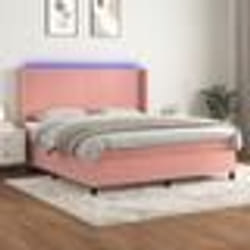 vidaXL Sommier à lattes de lit matelas et LED Rose 180x200 cm Velours - 180 x 200 cm