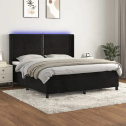 VidaXL Sommier à lattes, matelas et LED Noir 160x200 cm Velours
