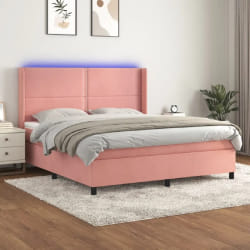 VIDAXL Sommier à lattes matelas LED Rose 160x200 cm