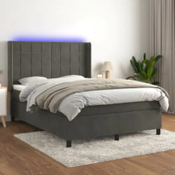 VIDAXL Sommier matelas LED 140x190 - Gris foncé