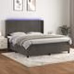 vidaXL Sommier à lattes de lit matelas et LED Gris foncé 180x200 cm - 180 x 200 cm