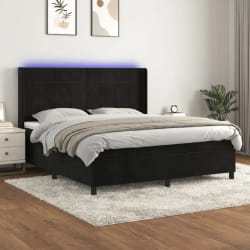 vidaXL Sommier à lattes de lit matelas et LED Noir 180x200 cm Velours - 180 x 200 cm