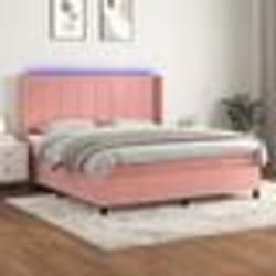 vidaXL Sommier à lattes de lit matelas et LED Rose 180x200 cm Velours - 180 x 200 cm