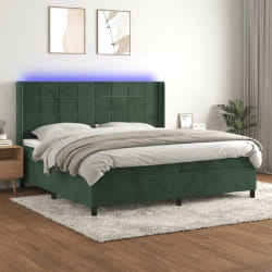 vidaXL Lit avec Sommier et LED - Vert Foncé 200x200 cm
