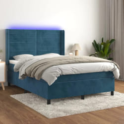 VIDAXL Sommier et matelas LED 140x190 cm - Bleu foncé