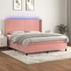vidaXL Sommier à lattes de lit matelas et LED Rose 180x200 cm Velours - 180 x 200 cm