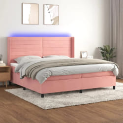 vidaXL Sommier à lattes avec matelas et LED - Rose - 200 x 200 cm