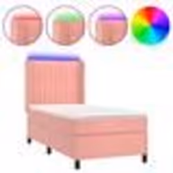 vidaXL Sommier à lattes de lit matelas et LED Rose 80x200 cm Velours - 80 x 200 cm