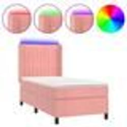 vidaXL Sommier à lattes de lit matelas et LED Rose 80x200 cm Velours - 80 x 200 cm