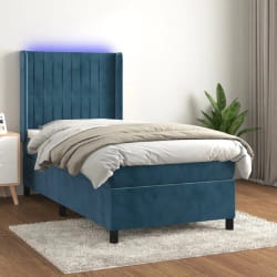 vidaXL Lit LED Bleu foncé 90x190