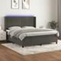 vidaXL Sommier à lattes de lit matelas et LED Gris foncé 180x200 cm - 180 x 200 cm