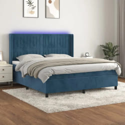vidaXL Sommier à lattes, matelas et LED Bleu foncé 180x200 cm