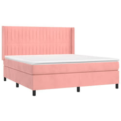 vidaXL Sommier à lattes de lit matelas et LED Rose 180x200 cm Velours - 180 x 200 cm