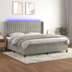 vidaXL Sommier à lattes avec LED - Gris clair 200x200 cm