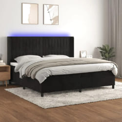 vidaXL Sommier à lattes et LED - Noir 200x200 cm