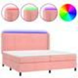 vidaXL Sommier à lattes de lit matelas et LED Rose 200x200 cm Velours - 200 x 200 cm