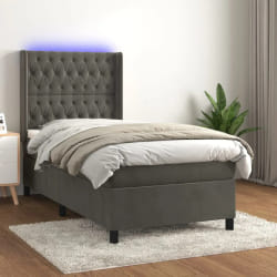 vidaXL Sommier à lattes avec LED - Gris foncé 100x200 cm