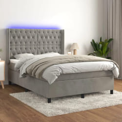 vidaXL Sommier à lattes - Gris clair 140x190 cm Velours