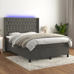 vidaXL Sommier avec LED - 140x190 cm - Gris foncé