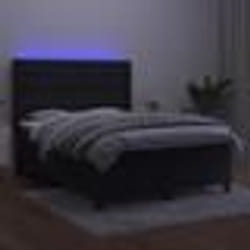 vidaXL Sommier à lattes de lit matelas et LED Noir 140x190 cm Velours - 140 x 190 cm