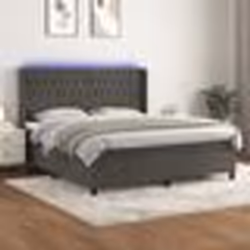 vidaXL Sommier à lattes de lit matelas et LED Gris foncé 160x200 cm - 160 x 200 cm