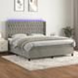 vidaXL Sommier à lattes de lit matelas et LED Gris clair 180x200 cm - 180 x 200 cm
