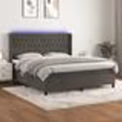 vidaXL Sommier à lattes de lit matelas et LED Gris foncé 180x200 cm - 180 x 200 cm