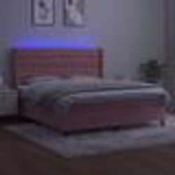vidaXL Sommier à lattes de lit matelas et LED Rose 180x200 cm Velours - 180 x 200 cm