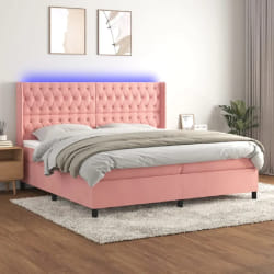 vidaXL Sommier à Lattes LED 200x200 cm - Rose Velours