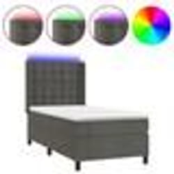 vidaXL Sommier à lattes de lit matelas LED Gris foncé 90x190cm Velours - 90 x 190 cm
