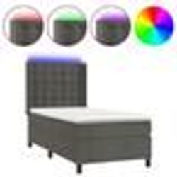 vidaXL Sommier à lattes de lit matelas LED Gris foncé 90x200cm Velours - 90 x 200 cm