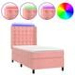 vidaXL Sommier à lattes de lit matelas et LED Rose 100x200 cm Velours - 100 x 200 cm