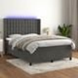vidaXL Sommier à lattes de lit matelas et LED Gris foncé 140x200 cm - 140 x 200 cm