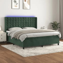 vidaXL Sommier avec LED - Vert foncé 160x200 cm