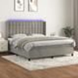vidaXL Sommier à lattes de lit matelas et LED Gris clair 180x200 cm - 180 x 200 cm