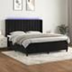 vidaXL Sommier à lattes de lit matelas et LED Noir 180x200 cm Velours - 180 x 200 cm