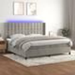 vidaXL Sommier à lattes de lit matelas et LED Gris clair 200x200 cm - 200 x 200 cm